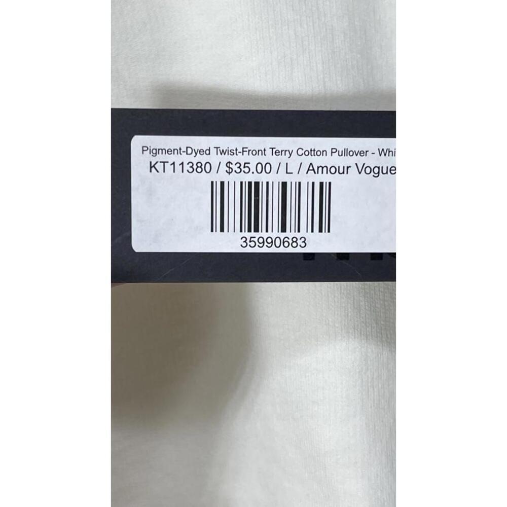NWT Mono B Twist-Front Terry 100% Cotton Long Sleeve White/Ivory Pullover Sz L - Picture 6 of 6